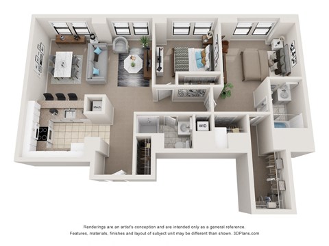Floor plan for 2 beds, 2 baths, 1018 sqft